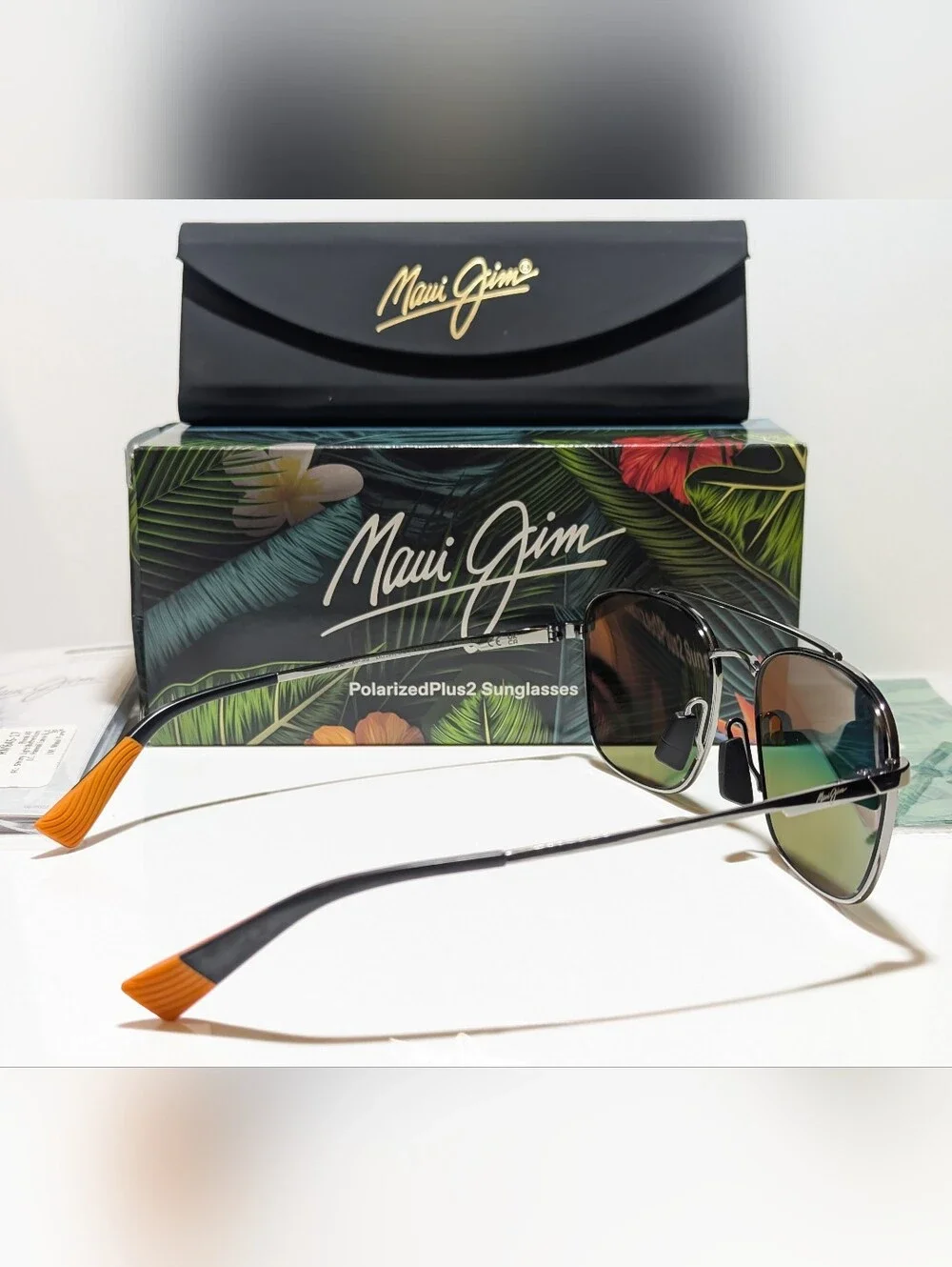 NEW Maui Jim Piwai Asian Fit Ruthenium Polarized Hawaii Lava Sunglasses RM645-17